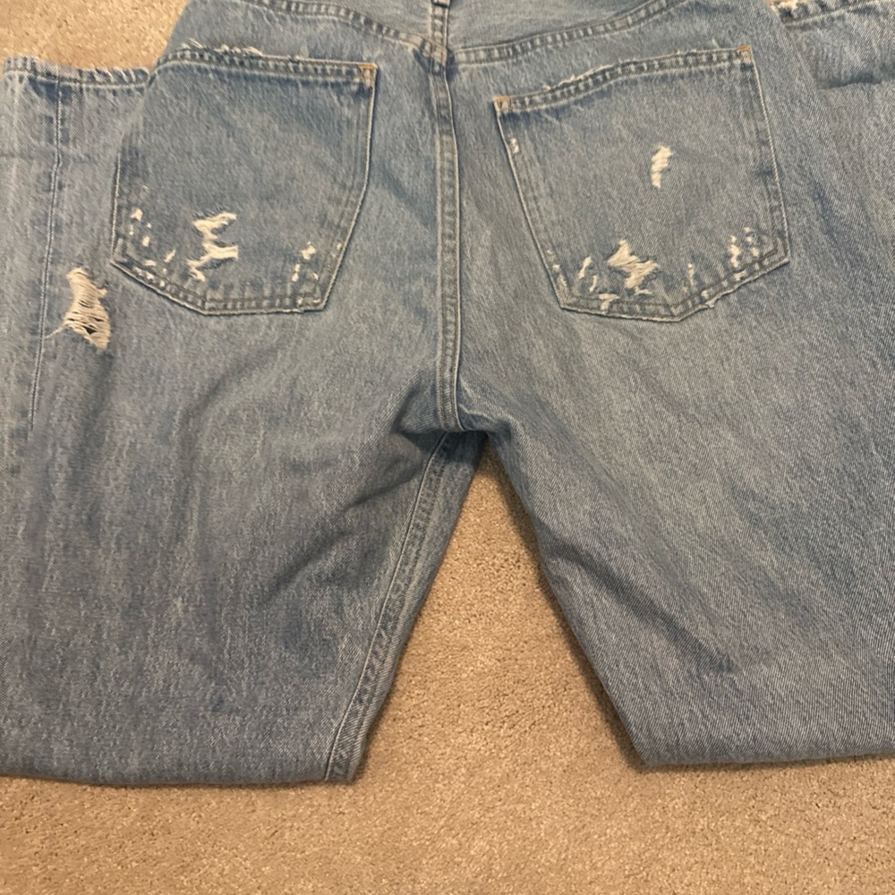 Agolde Light Blue Ripped Straight Leg Jeans - Picture 5 of 5